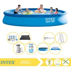   Easy Set Zwembad - Opblaaszwembad - 457x107 cm - Inclusief Onderhoudspakket, Filter, Stofzuiger en Solar Mat