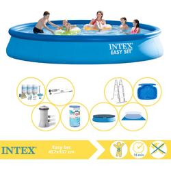  Easy Set Zwembad - Opblaaszwembad - 457x107 cm - Inclusief Onderhoudspakket, Filter, Stofzuiger en Voetenbad