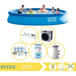   Easy Set Zwembad - Opblaaszwembad - 457x107 cm - Inclusief Onderhoudspakket, Filter, Stofzuiger en Warmtepomp CP