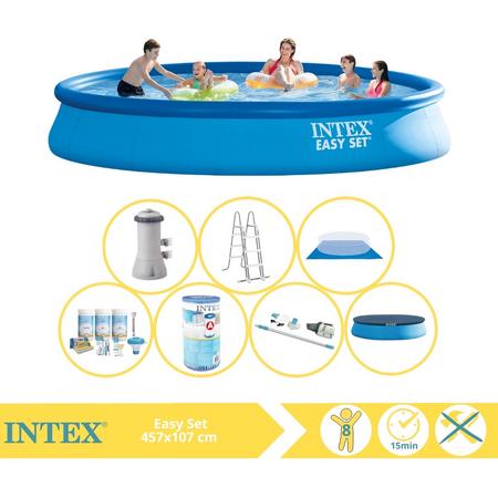 Intex Easy Set Zwembad - Opblaaszwembad - 457x107 cm - Inclusief Onderhoudspakket, Filter en Stofzuiger