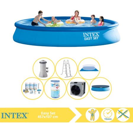 Intex Easy Set Zwembad - Opblaaszwembad - 457x107 cm - Inclusief Onderhoudspakket, Filter en Warmtepomp CP
