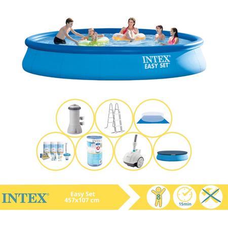 Intex Easy Set Zwembad - Opblaaszwembad - 457x107 cm - Inclusief Onderhoudspakket, Filter en Zwembad Stofzuiger