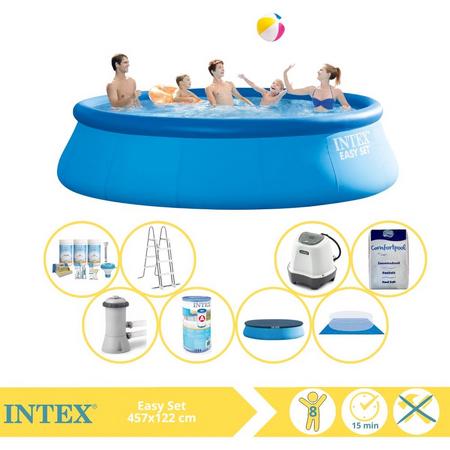Intex Easy Set Zwembad - Opblaaszwembad - 457x122 cm - Inclusief Filter, Zoutsysteem en Zout