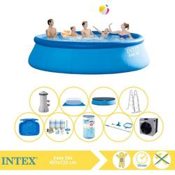   Easy Set Zwembad - Opblaaszwembad - 457x122 cm - Inclusief Onderhoudspakket, Filter, Onderhoudsset, Voetenbad en Warmtepomp CP
