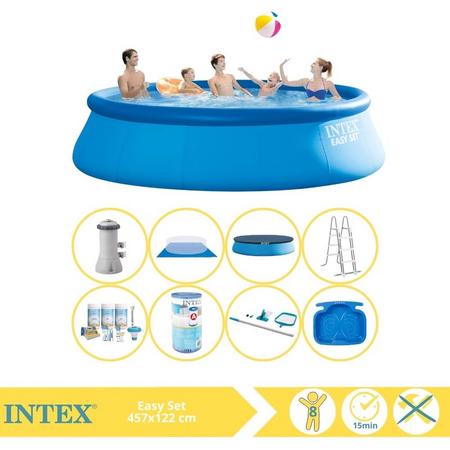 Intex Easy Set Zwembad - Opblaaszwembad - 457x122 cm - Inclusief Onderhoudspakket, Filter, Onderhoudsset en Voetenbad