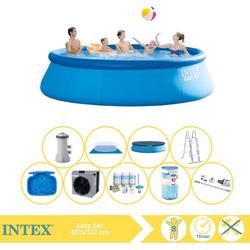   Easy Set Zwembad - Opblaaszwembad - 457x122 cm - Inclusief Onderhoudspakket, Filter, Stofzuiger, Voetenbad en Warmtepomp CP
