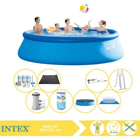 Intex Easy Set Zwembad - Opblaaszwembad - 457x122 cm - Inclusief Onderhoudspakket, Filter, Stofzuiger en Solar Mat