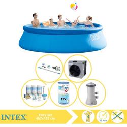   Easy Set Zwembad - Opblaaszwembad - 457x122 cm - Inclusief Onderhoudspakket, Filter, Stofzuiger en Warmtepomp CP