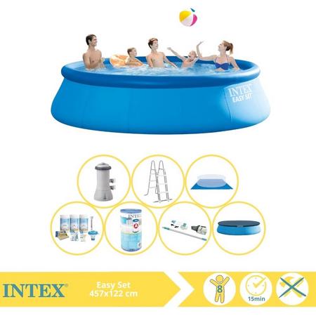 Intex Easy Set Zwembad - Opblaaszwembad - 457x122 cm - Inclusief Onderhoudspakket, Filter en Stofzuiger