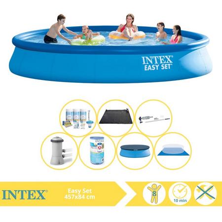 Intex Easy Set Zwembad - Opblaaszwembad - 457x84 cm - Inclusief Afdekzeil, Onderhoudspakket, Filter, Grondzeil, Stofzuiger en Solar Mat