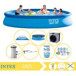   Easy Set Zwembad - Opblaaszwembad - 457x84 cm - Inclusief Afdekzeil, Onderhoudspakket, Filter, Grondzeil, Stofzuiger en Warmtepomp CP