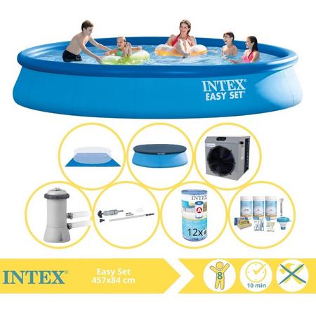 Intex Easy Set Zwembad - Opblaaszwembad - 457x84 cm - Inclusief Afdekzeil, Onderhoudspakket, Filter, Grondzeil, Stofzuiger en Warmtepomp CP