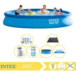   Easy Set Zwembad - Opblaaszwembad - 457x84 cm - Inclusief Afdekzeil, Onderhoudspakket, Filter, Grondzeil en Solar Mat