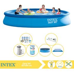   Easy Set Zwembad - Opblaaszwembad - 457x84 cm - Inclusief Afdekzeil, Onderhoudspakket, Filter, Grondzeil en Stofzuiger