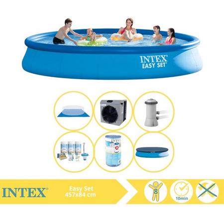 Intex Easy Set Zwembad - Opblaaszwembad - 457x84 cm - Inclusief Afdekzeil, Onderhoudspakket, Filter, Grondzeil en Warmtepomp CP