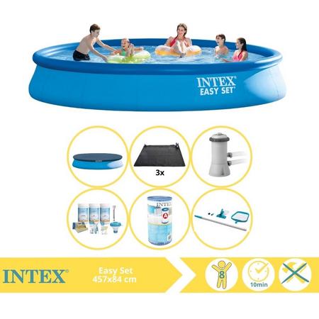 Intex Easy Set Zwembad - Opblaaszwembad - 457x84 cm - Inclusief Afdekzeil, Onderhoudspakket, Filter, Onderhoudsset en Solar Mat