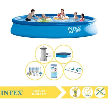 Intex Easy Set Zwembad - Opblaaszwembad - 457x84 cm - Inclusief Afdekzeil, Onderhoudspakket, Filter en Onderhoudsset