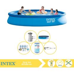  Easy Set Zwembad - Opblaaszwembad - 457x84 cm - Inclusief Afdekzeil, Onderhoudspakket, Filter en Stofzuiger