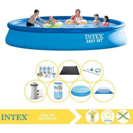 Intex Easy Set Zwembad - Opblaaszwembad - 457x84 cm - Inclusief Comfortpool Solarzeil - Ã¸457 cm Onderhoudspakket, Filter, Grondzeil, Onderhoudsset en Solar Mat