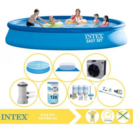 Intex Easy Set Zwembad - Opblaaszwembad - 457x84 cm - Inclusief Comfortpool Solarzeil - Ã¸457 cm Onderhoudspakket, Filter, Grondzeil, Stofzuiger en Warmtepomp CP