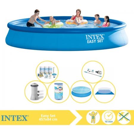 Intex Easy Set Zwembad - Opblaaszwembad - 457x84 cm - Inclusief Comfortpool Solarzeil - Ã¸457 cm Onderhoudspakket, Filter, Grondzeil en Stofzuiger