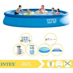   Easy Set Zwembad - Opblaaszwembad - 457x84 cm - Inclusief Comfortpool Solarzeil - Ã¸457 cm Onderhoudspakket, Filter, Grondzeil en Stofzuiger