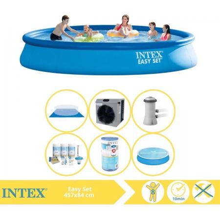 Intex Easy Set Zwembad - Opblaaszwembad - 457x84 cm - Inclusief Comfortpool Solarzeil - Ã¸457 cm Onderhoudspakket, Filter, Grondzeil en Warmtepomp CP