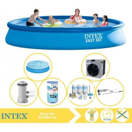 Intex Easy Set Zwembad - Opblaaszwembad - 457x84 cm - Inclusief Comfortpool Solarzeil - Ã¸457 cm Onderhoudspakket, Filter, Stofzuiger, Zwembadtegels en Warmtepomp CP