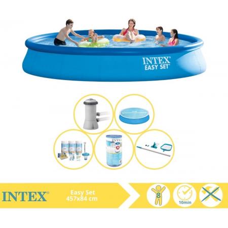 Intex Easy Set Zwembad - Opblaaszwembad - 457x84 cm - Inclusief Comfortpool Solarzeil - Ã¸457 cm Onderhoudspakket, Filter en Onderhoudsset
