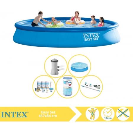 Intex Easy Set Zwembad - Opblaaszwembad - 457x84 cm - Inclusief Comfortpool Solarzeil - Ã¸457 cm Onderhoudspakket, Filter en Stofzuiger