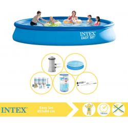   Easy Set Zwembad - Opblaaszwembad - 457x84 cm - Inclusief Comfortpool Solarzeil - Ã¸457 cm Onderhoudspakket, Filter en Stofzuiger
