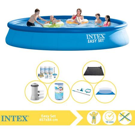 Intex Easy Set Zwembad - Opblaaszwembad - 457x84 cm - Inclusief Onderhoudspakket, Filter, Grondzeil, Onderhoudsset en Solar Mat
