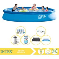   Easy Set Zwembad - Opblaaszwembad - 457x84 cm - Inclusief Onderhoudspakket, Filter, Grondzeil, Stofzuiger en Solar Mat