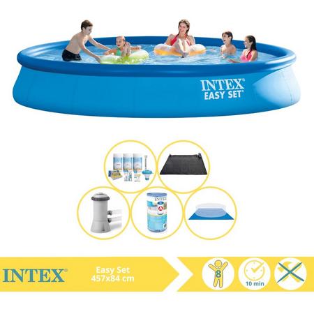 Intex Easy Set Zwembad - Opblaaszwembad - 457x84 cm - Inclusief Onderhoudspakket, Filter, Grondzeil en Solar Mat