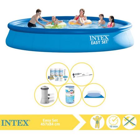 Intex Easy Set Zwembad - Opblaaszwembad - 457x84 cm - Inclusief Onderhoudspakket, Filter, Grondzeil en Stofzuiger