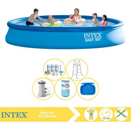 Intex Easy Set Zwembad - Opblaaszwembad - 457x84 cm - Inclusief Onderhoudspakket, Filter, Trap en Voetenbad