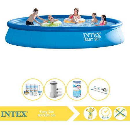 Intex Easy Set Zwembad - Opblaaszwembad - 457x84 cm - Inclusief Onderhoudspakket, Filter en Stofzuiger