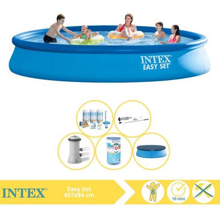 Intex Easy Set Zwembad - Opblaaszwembad - 457x84 cm - Inclusief Onderhoudspakket, Filter en Stofzuiger