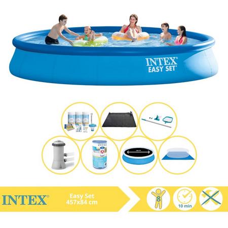 Intex Easy Set Zwembad - Opblaaszwembad - 457x84 cm - Inclusief Solarzeil Pro, Onderhoudspakket, Filter, Grondzeil, Onderhoudsset en Solar Mat