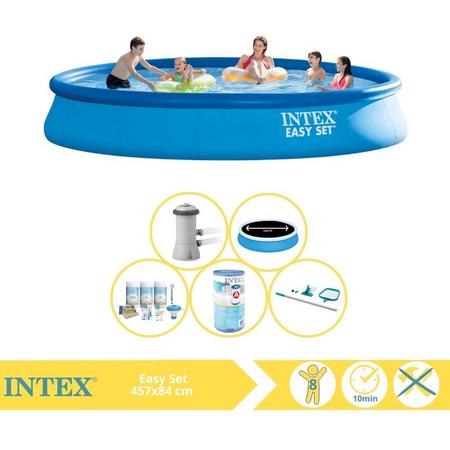 Intex Easy Set Zwembad - Opblaaszwembad - 457x84 cm - Inclusief Solarzeil Pro, Onderhoudspakket, Filter en Onderhoudsset