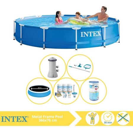 Intex Metal Frame Zwembad - Opzetzwembad - 366x76 cm - Inclusief Solarzeil Pro, Onderhoudspakket, Filter en Onderhoudsset