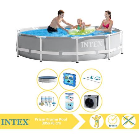 Intex Prism Frame Zwembad - Opzetzwembad - 305x76 cm - Inclusief Afdekzeil, Onderhoudspakket, Filter, Onderhoudsset, Zwembadtegels en Warmtepomp CP