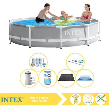 Intex Prism Frame Zwembad - Opzetzwembad - 305x76 cm - Inclusief Onderhoudspakket, Filter, Grondzeil, Onderhoudsset en Solar Mat