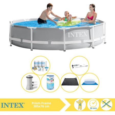 Intex Prism Frame Zwembad - Opzetzwembad - 305x76 cm - Inclusief Onderhoudspakket, Filter, Grondzeil, Stofzuiger en Solar Mat
