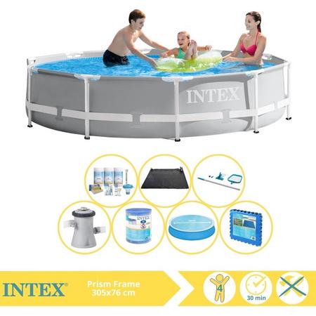 Intex Prism Frame Zwembad - Opzetzwembad - 305x76 cm - Inclusief Solarzeil, Onderhoudspakket, Filter, Onderhoudsset, Solar Mat en Zwembadtegels
