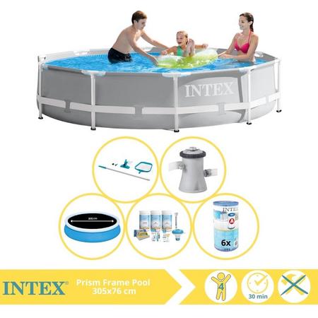 Intex Prism Frame Zwembad - Opzetzwembad - 305x76 cm - Inclusief Solarzeil Pro, Onderhoudspakket, Filter en Onderhoudsset