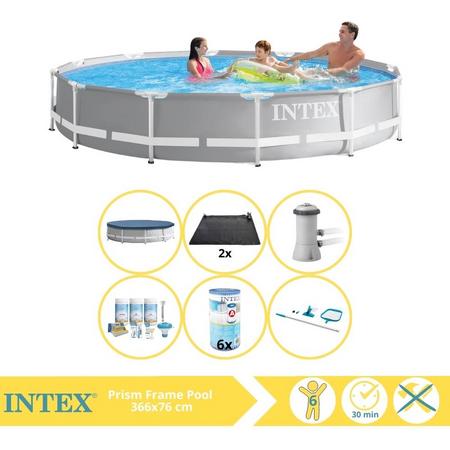 Intex Prism Frame Zwembad - Opzetzwembad - 366x76 cm - Inclusief Afdekzeil, Onderhoudspakket, Filter, Onderhoudsset en Solar Mat