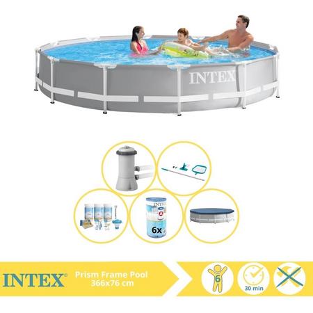 Intex Prism Frame Zwembad - Opzetzwembad - 366x76 cm - Inclusief Afdekzeil, Onderhoudspakket, Filter en Onderhoudsset