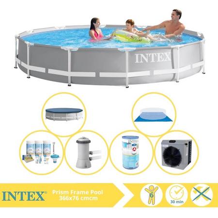 Intex Prism Frame Zwembad - Opzetzwembad - 366x76 cm - Inclusief Afdekzeil, Onderhoudspakket, Zwembadpomp, Filter, Grondzeil en Warmtepomp CP