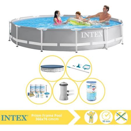 Intex Prism Frame Zwembad - Opzetzwembad - 366x76 cm - Inclusief Afdekzeil, Onderhoudspakket, Zwembadpomp, Filter en Onderhoudsset